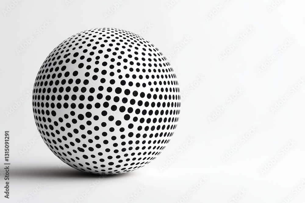 A white and black ball with black dots on it. The ball is round and has a smooth surface A white and black ball with black dots on it. The ball is round and has a smooth surface