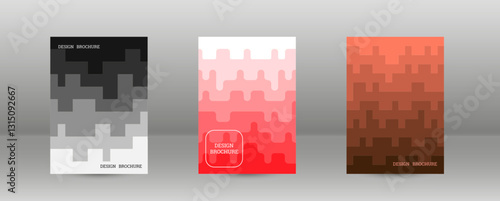 Geometric background with rectangles. Smooth color change, gradient. Set of 3 cover designs