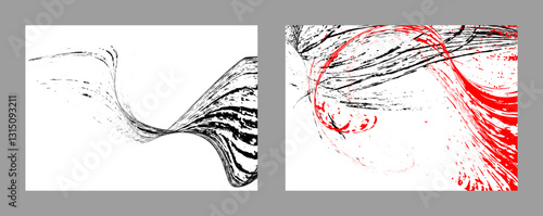 Strokes of black and red paint on a white background. Set of two templates. Graffiti element. Design template for the design of banners, posters, booklets, covers, magazines. EPS 10