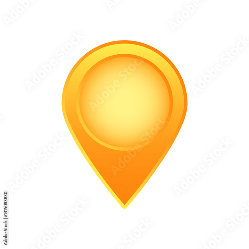 Yellow location marker with a circular center. design features a glossy appearance and shiny effect.