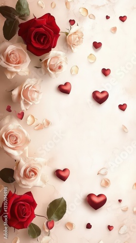 Romantic Roses and Hearts Design for Valentines Day