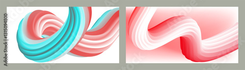 Abstract volumetric background. Cords. set of two illustrations. Toothpaste in a tube. Minimalism. Creative modern background. Cover design, wallpaper, background. eps vector.