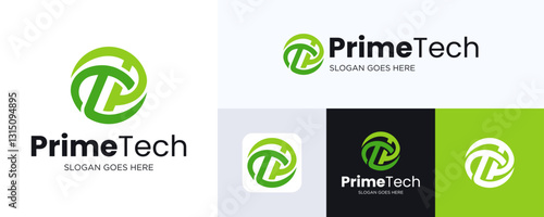 Letter P or T and PT logo design is integrated with the planet logo sign, Abstract vector logo in sphere shape, Global Technology, Astrology, World symbol logotype, Symbol Round circle illustration