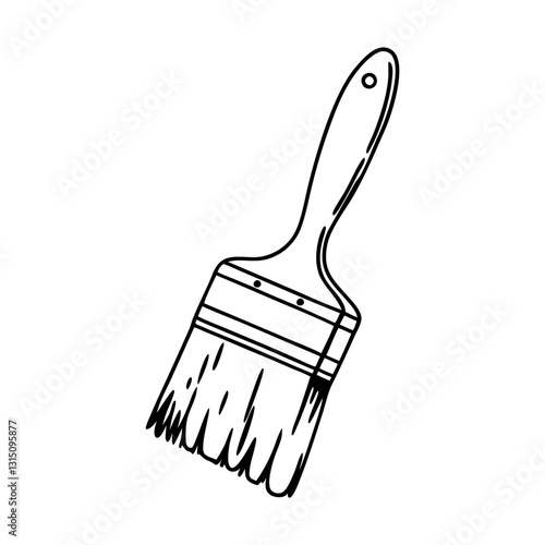 Paint brush icon. Black and white image of paint brush isolated on white background. Vector illustration