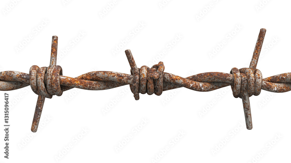 Rusty barbed wire isolated, representing prison, jail, or military barriers, perfect for security, defense, or caution-themed content. Rusty barbed wire isolated, representing prison, jail, or military barriers, perfect for security, defense, or caution-themed content.