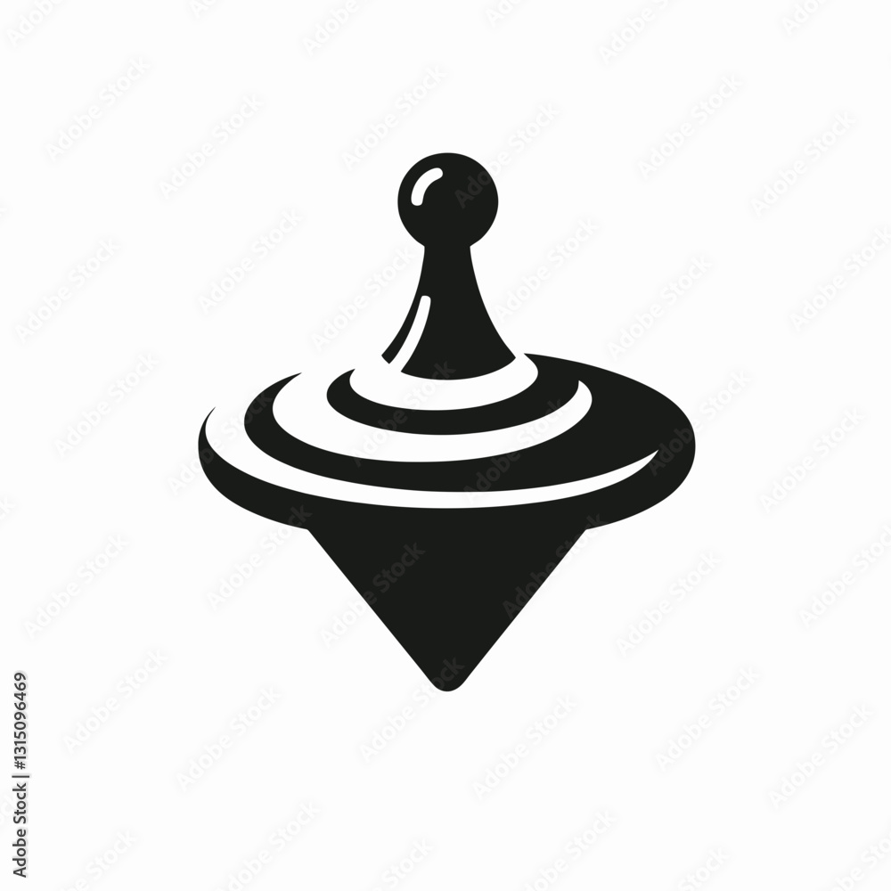 very simple flat and minimalist Spinning Top silhouette in black on a white background very simple flat and minimalist Spinning Top silhouette in black on a white background