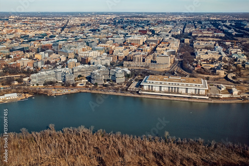 View of the Kennedy Center for the Arts, and George Washington University