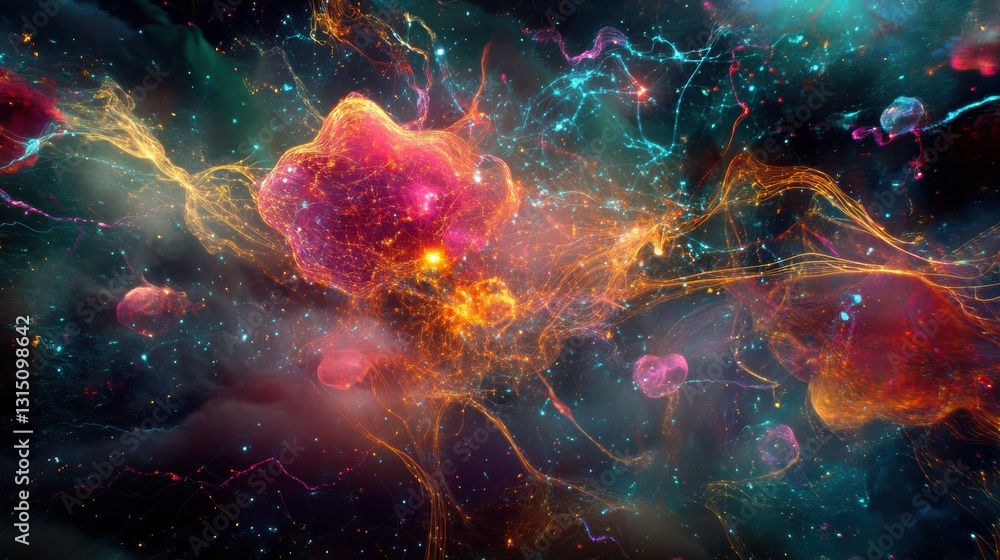 Neural AI Data Cloud Expanding with Interconnected Nodes Neural AI Data Cloud Expanding with Interconnected Nodes