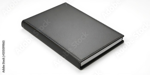 Wallpaper Mural Elegant black leather notebook, closed, white background, glossy, black Torontodigital.ca