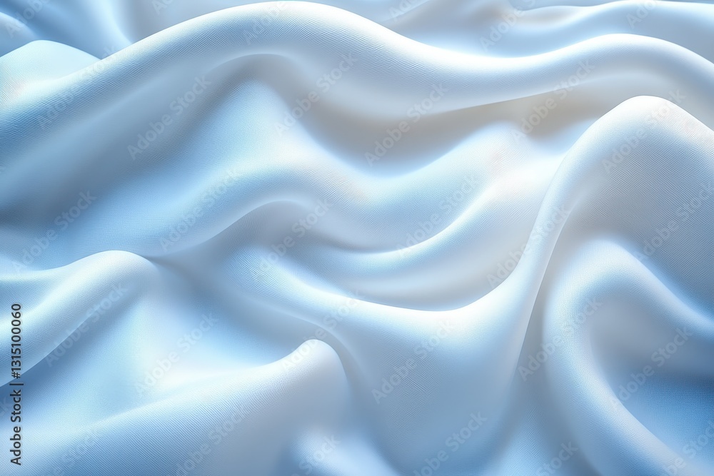 Soft blue fabric cascading elegantly in gentle waves with a subtle sheen under soft light Soft blue fabric cascading elegantly in gentle waves with a subtle sheen under soft light