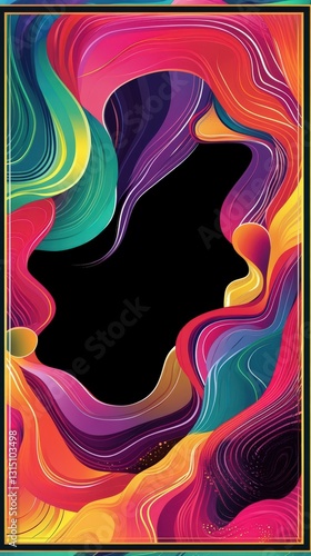Abstract Colorful Swirling Waves Design Artwork
