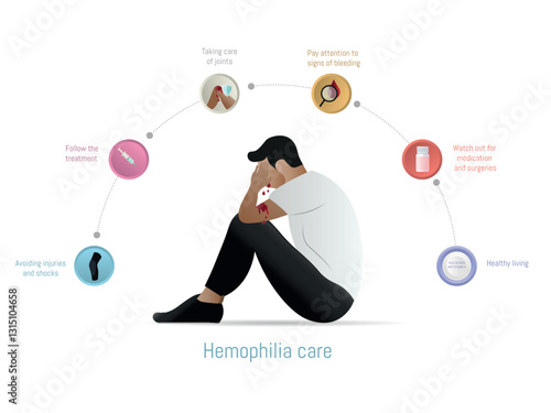 Patient suffering from hemophilia and needing constant care