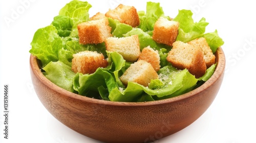 Wallpaper Mural A fresh bowl of Caesar salad with crispy croutons and parmesan cheese on a white isolated background Torontodigital.ca