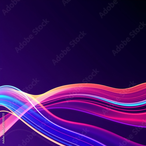 Soundwave background with rainbow coloured flowing lines design