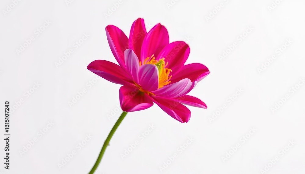 A single vibrant bloom, petals unfurled, set against a pure white backdrop, elegant, flower head A single vibrant bloom, petals unfurled, set against a pure white backdrop, elegant, flower head