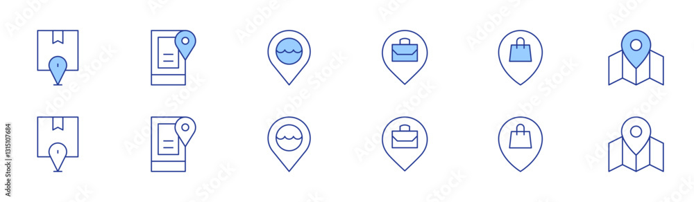 Location icon set in two styles, Duotone and Thin Line style. Editable stroke. placeholder, location, location pin Location icon set in two styles, Duotone and Thin Line style. Editable stroke. placeholder, location, location pin