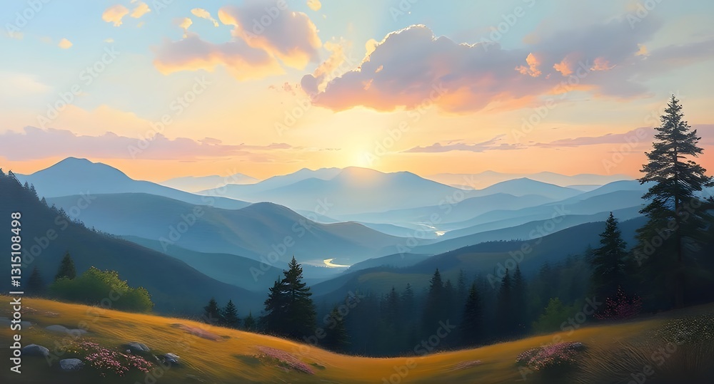Obraz premium nature landscape oil paint