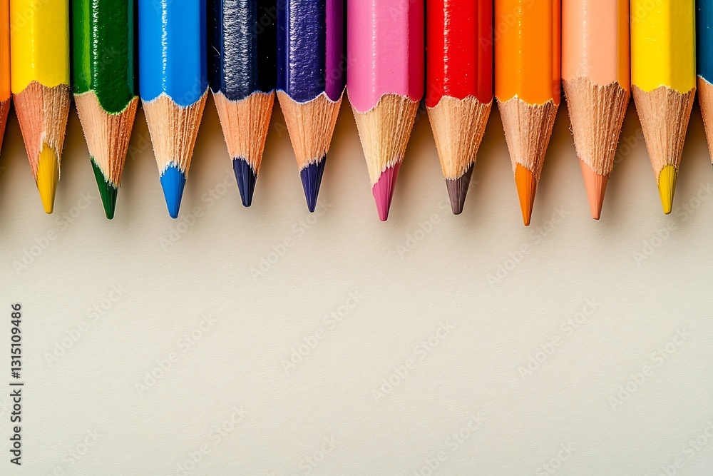 Colorful Crayon Pencils Arranged in a Row Colorful Crayon Pencils Arranged in a Row