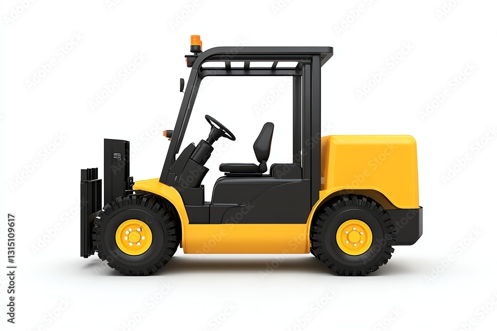 Naklejka premium Yellow Forklift Truck Isolated on White Background for Industrial Use