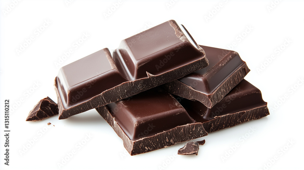 A collection of chocolate bars placed separately on a white background.
A collection of chocolate bars placed separately on a white background.