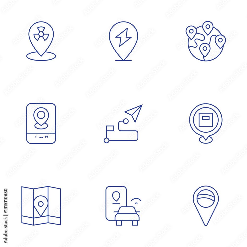 Location icons set. Thin Line style, editable stroke. locations, location pin, placeholder, map, location, map location Location icons set. Thin Line style, editable stroke. locations, location pin, placeholder, map, location, map location