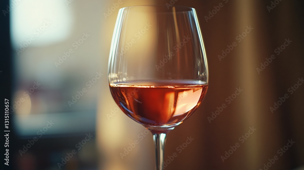 Elegant Wine Glass in Focus on Table Elegant Wine Glass in Focus on Table