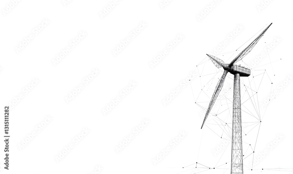Digital windmill low poly design with geometric tech-inspired style Digital windmill low poly design with geometric tech-inspired style