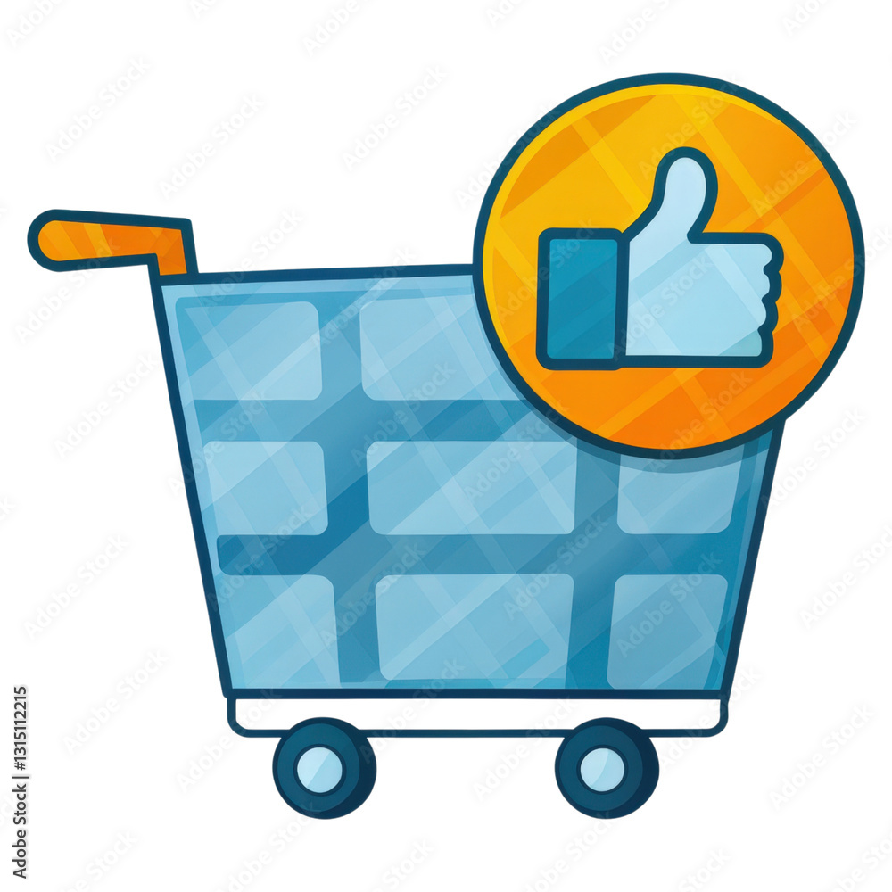 Obraz premium A shopping cart featuring a social media like button for e-commerce and marketing concepts.