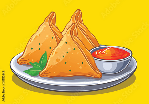 vector illustration of samosa