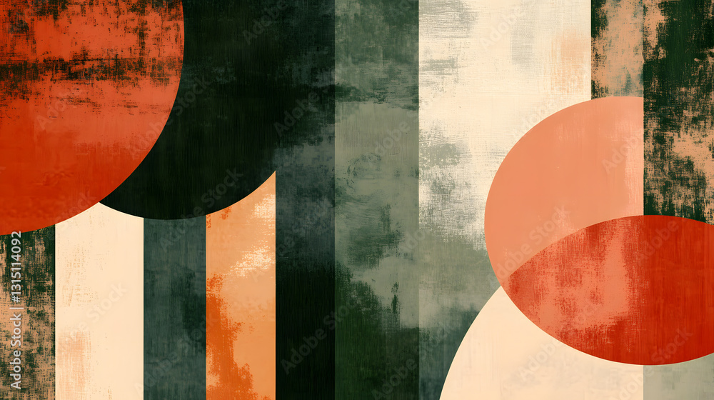 Naklejka premium Abstract Geometric Composition in Earthy Tones with Textured Background