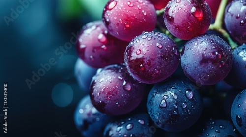 Wallpaper Mural A fresh bunch of red grapes with dew drops on a white isolated background Torontodigital.ca