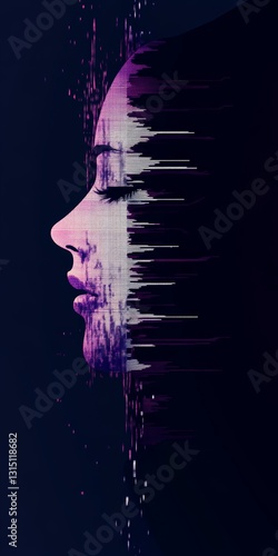 An artistic representation of a woman's profile surrounded by vibrant digital effects, conveying themes of beauty, technology, and modern creativity.