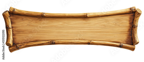 Rectangular Light Brown Wooden Sign with Bamboo Frame