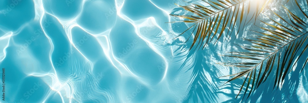 A blue ocean with a palm tree in the foreground A blue ocean with a palm tree in the foreground