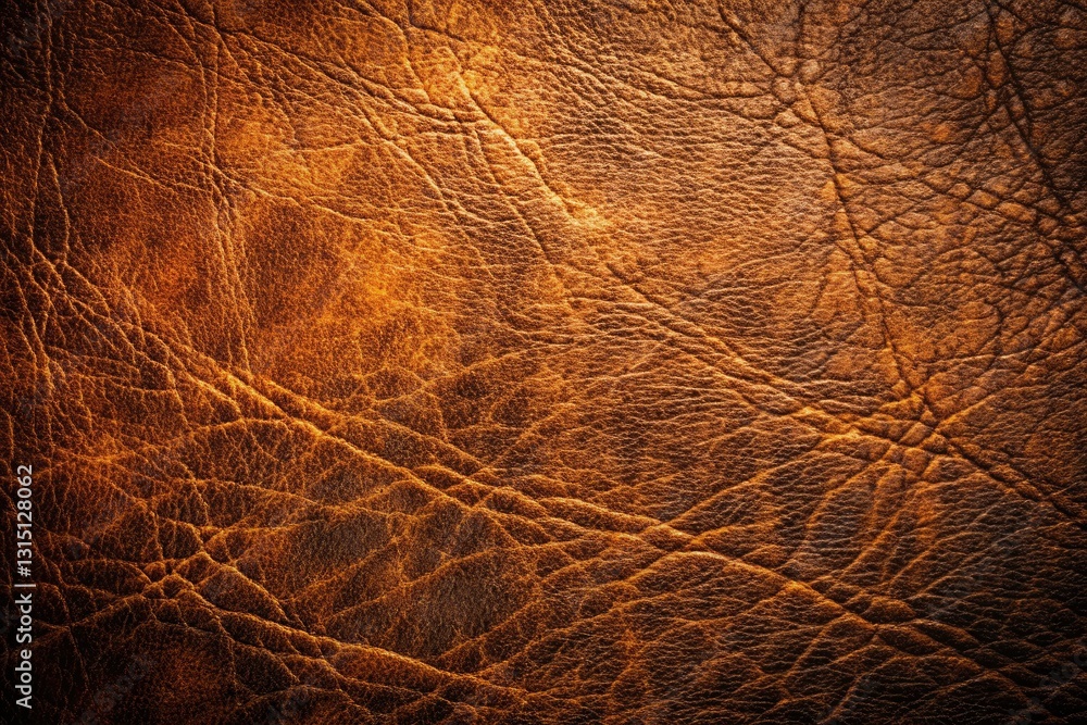Fototapeta premium Dark Brown Grunge Leather Texture Background - Low Light Photography, Old Leather, Vintage Texture, Brown Leather Background