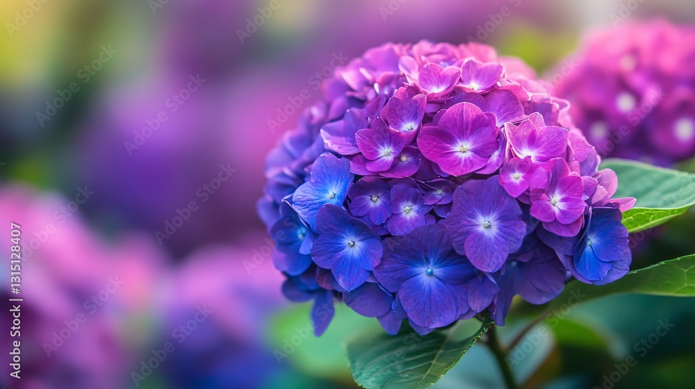 Beautiful purple hydrangea flowers in garden Beautiful purple hydrangea flowers in garden