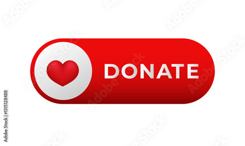 A red and white donate button featuring a heart symbol, perfect for emphasizing charitable actions.