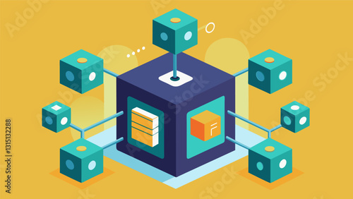 The blockchain data chain is like a digital lockbox with each block acting as a layer of protection ensuring the integrity and security of the data.. Vector illustration