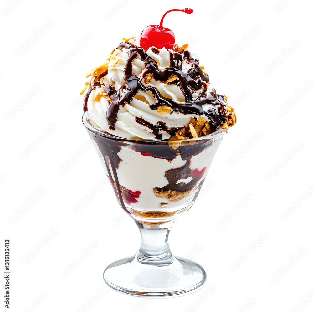 a dessert sundae with chocolate a dessert sundae with chocolate