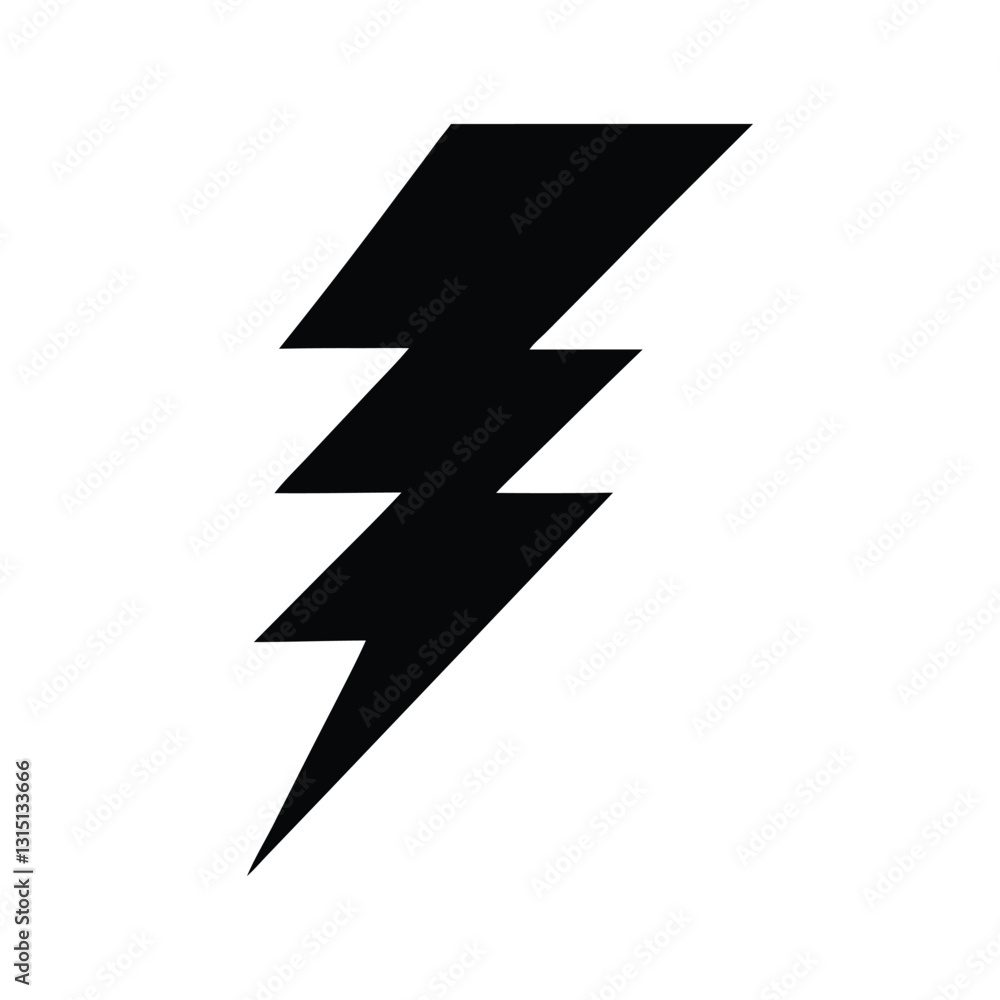 Black Lightning Bolt Symbol on White Background Representing Power and Energy. Lightning Bolt Symbol silhouette isolated on white background. Black Lightning Bolt Symbol on White Background Representing Power and Energy. Lightning Bolt Symbol silhouette isolated on white background.