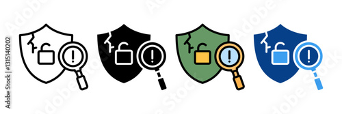 Vulnerability  Icon Set Multiple Style Collection