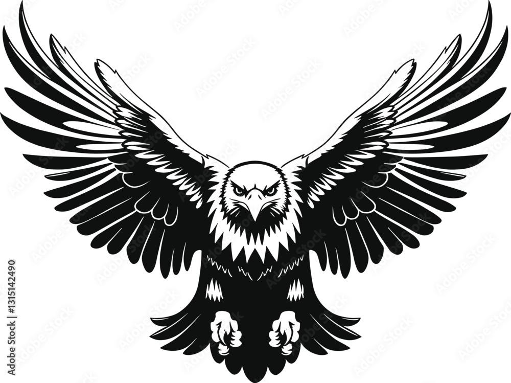 Obraz premium Eagle emblem black on white vector illustration.