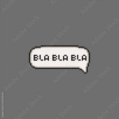 Black blah blah, dialog cloud lettering, pixel art 
