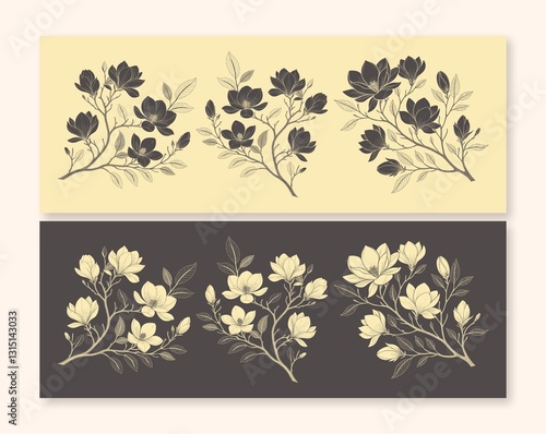 Wallpaper Mural Elegant Vintage Floral Arrangement Classical Graceful 
Magnolia Art Nouveau Design For Wedding Cards Torontodigital.ca