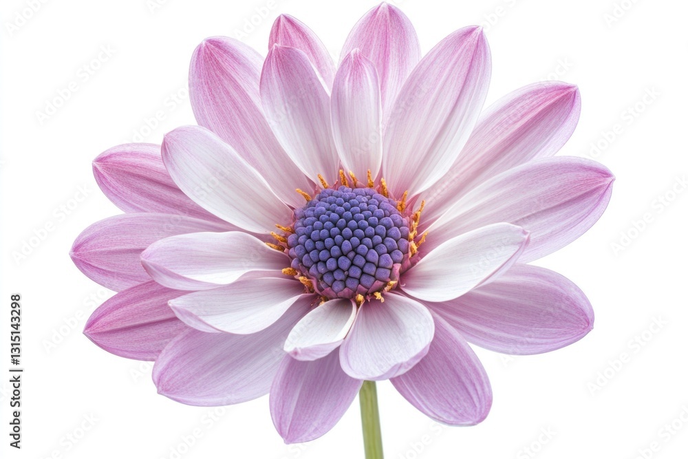 Close-up of a single pale pink osteospermum flower isolated on white background. Close-up of a single pale pink osteospermum flower isolated on white background.