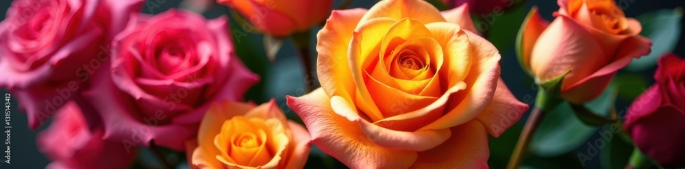 Close-up colorful roses, inspiring message Find your reason to smile , encouragement, wellness Close-up colorful roses, inspiring message Find your reason to smile , encouragement, wellness