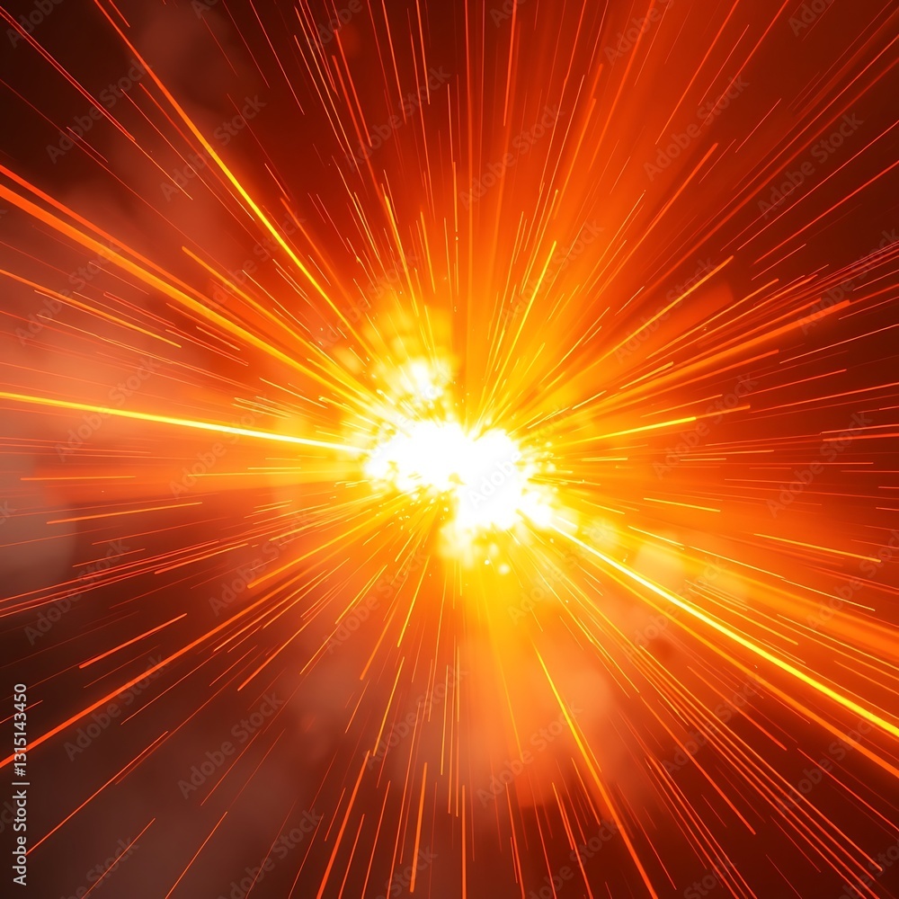 Obraz premium Dynamic Radiance: An Abstract Explosion of Fiery Light and Intense Motion