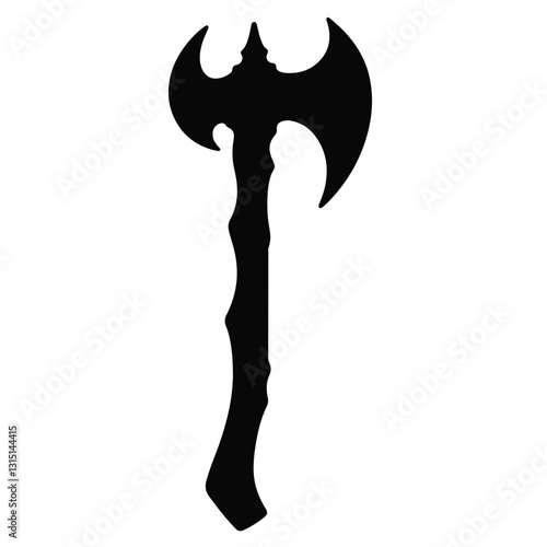 Medieval battle axe silhouette on white background, iconic weapon design