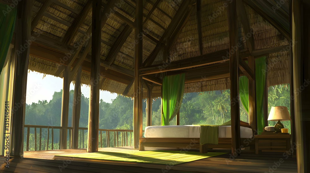 Tropical Bungalow Bedroom Sunrise View; Jungle Canopy; Relaxing Getaway; Vacation Rental Tropical Bungalow Bedroom Sunrise View; Jungle Canopy; Relaxing Getaway; Vacation Rental