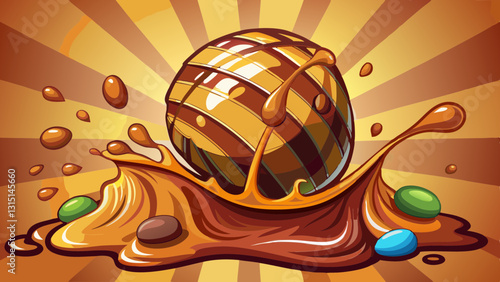 Chocolate bonbon dropping into liquid chocolate